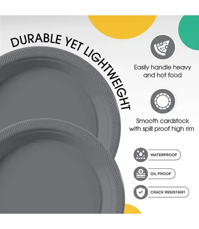 CROWN DISPLAY 7 In. Silver Plastic Plates - 50 Ct.