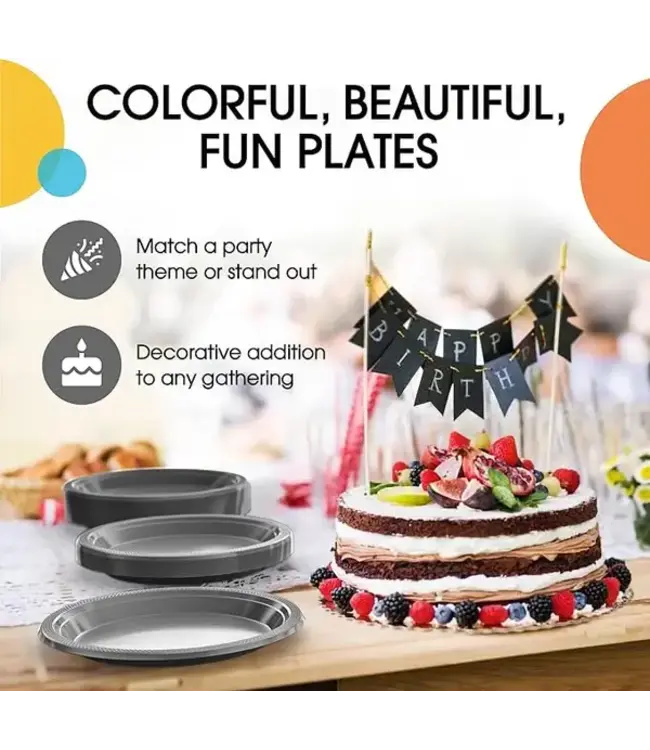 CROWN DISPLAY 7 In. Silver Plastic Plates - 50 Ct.
