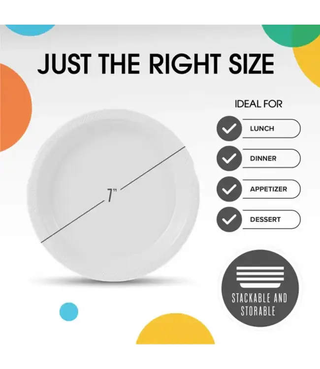 CROWN DISPLAY 7 In. White Plastic Plates - 50 Ct.