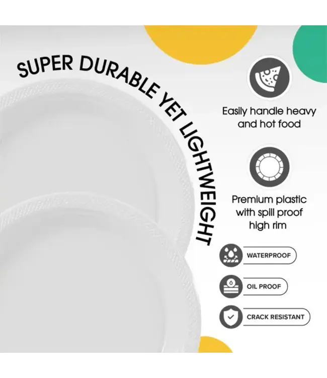 CROWN DISPLAY 7 In. White Plastic Plates - 50 Ct.