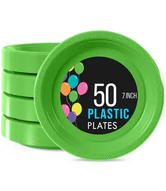 CROWN DISPLAY 7 In. Lime Green Plastic Plates - 50 Ct.