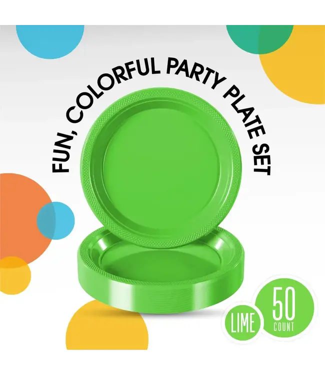 CROWN DISPLAY 7 In. Lime Green Plastic Plates - 50 Ct.