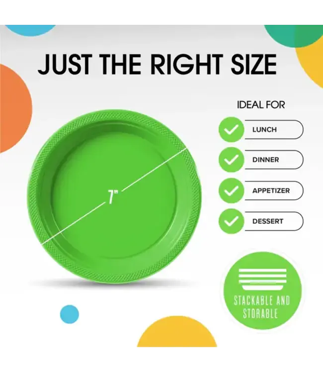 CROWN DISPLAY 7 In. Lime Green Plastic Plates - 50 Ct.