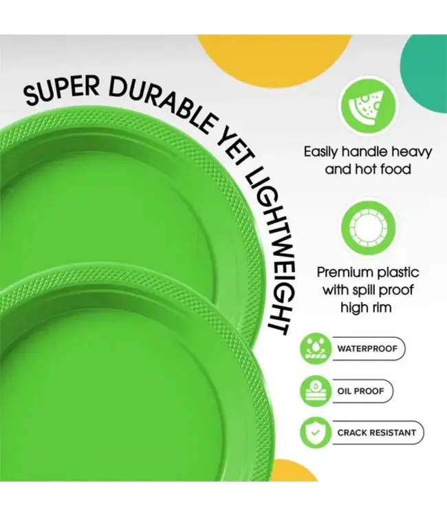 CROWN DISPLAY 7 In. Lime Green Plastic Plates - 50 Ct.