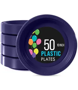 CROWN DISPLAY 10 In. Navy Plastic Plates - 50 Ct.