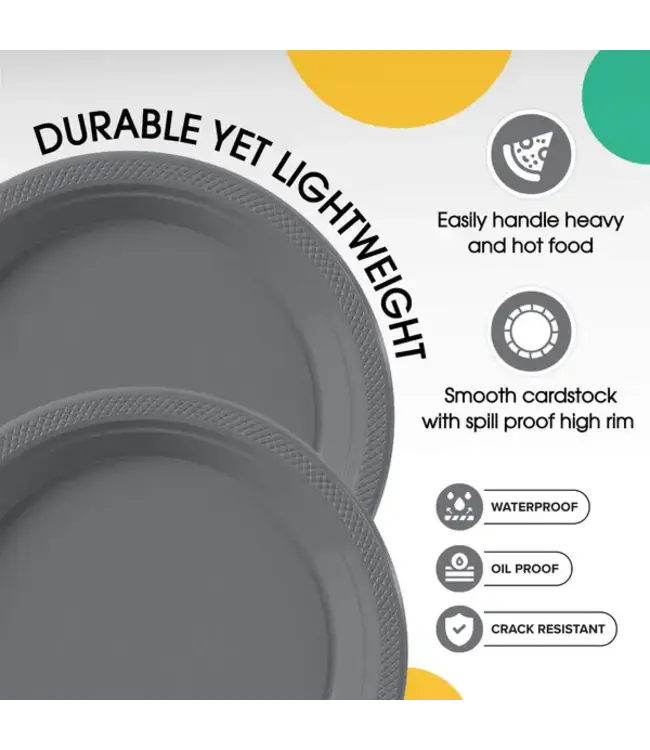 CROWN DISPLAY 10 In. Silver Plastic Plates - 50 Ct.