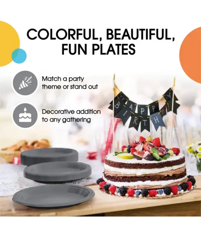 CROWN DISPLAY 10 In. Silver Plastic Plates - 50 Ct.