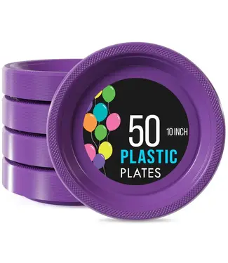 CROWN DISPLAY 10 in. Purple Plastic Plates | 50 Count