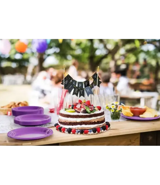 CROWN DISPLAY 10 in. Purple Plastic Plates | 50 Count