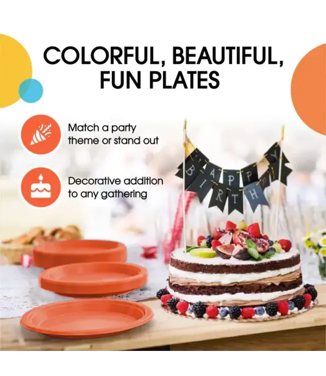CROWN DISPLAY 10 in. Orange Plastic Plates | 50 Count