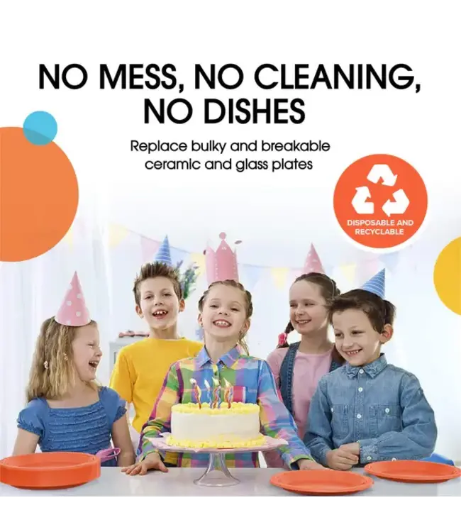 CROWN DISPLAY 10 in. Orange Plastic Plates | 50 Count