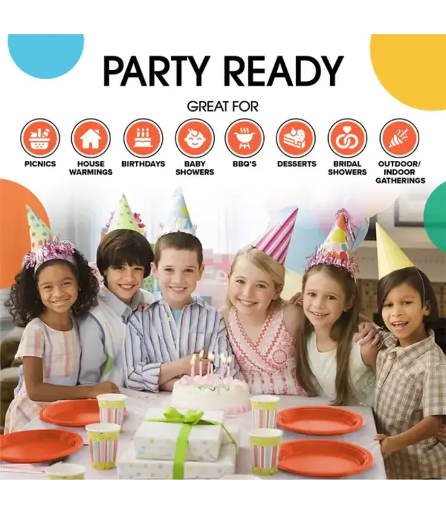 CROWN DISPLAY 10 in. Orange Plastic Plates | 50 Count