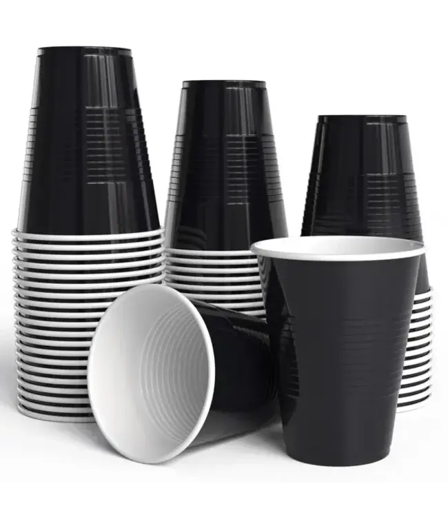 CROWN DISPLAY 18 Oz. Black Plastic Cups - 50 Ct.