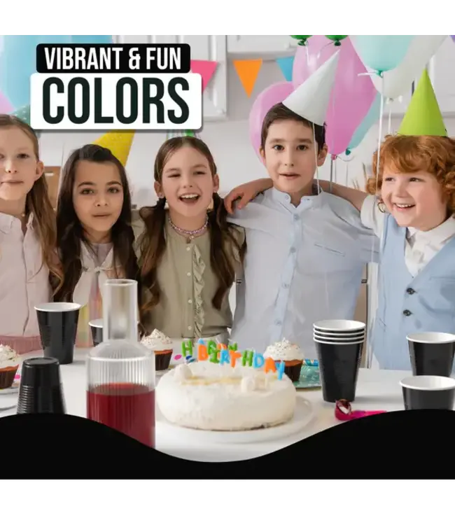 CROWN DISPLAY 18 Oz. Black Plastic Cups - 50 Ct.