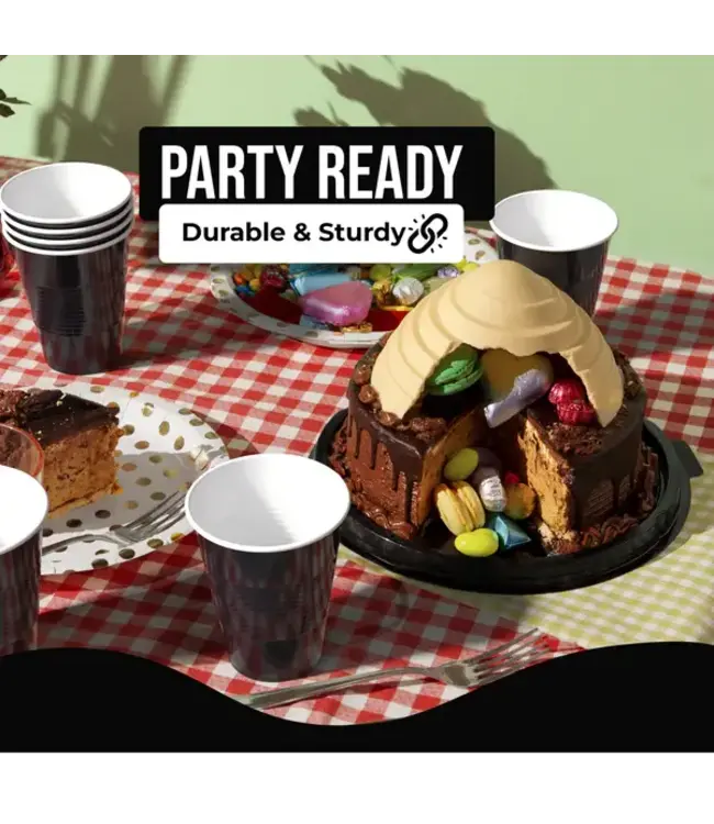 CROWN DISPLAY 18 Oz. Black Plastic Cups - 50 Ct.