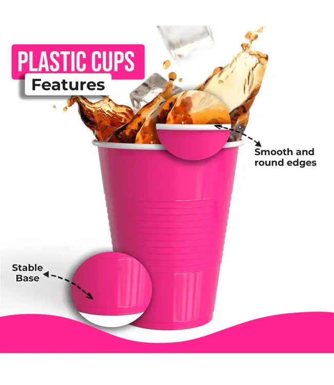 CROWN DISPLAY 18 oz. Cerise Plastic Cups - 50 Ct.