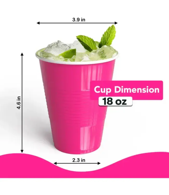 CROWN DISPLAY 18 oz. Cerise Plastic Cups - 50 Ct.