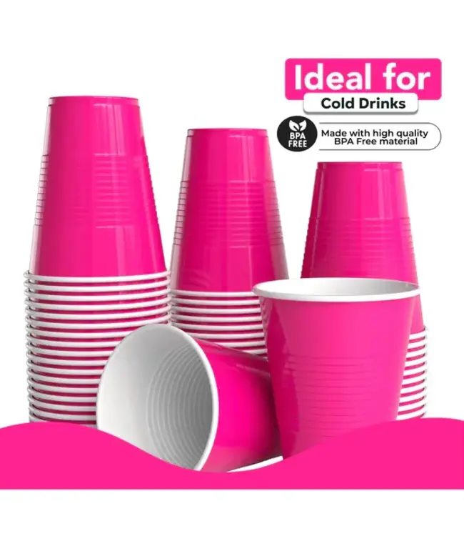 CROWN DISPLAY 18 oz. Cerise Plastic Cups - 50 Ct.