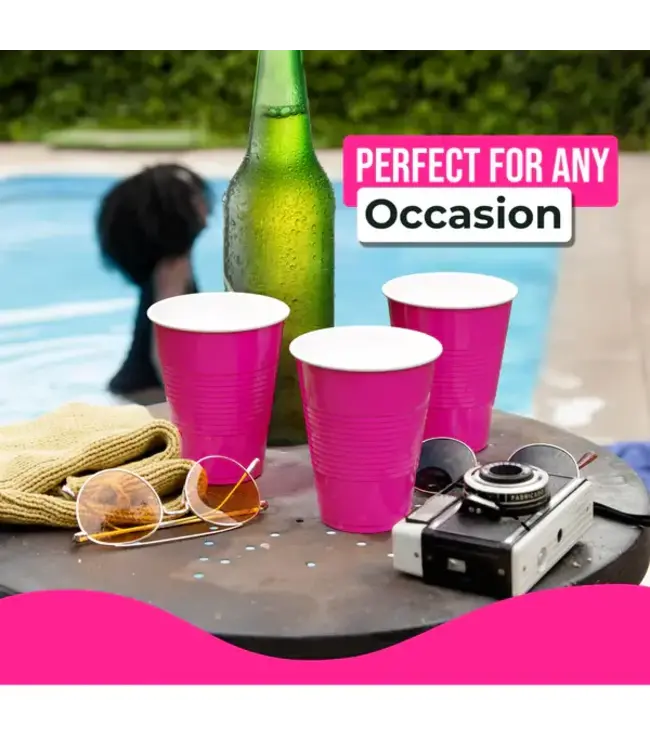 CROWN DISPLAY 18 oz. Cerise Plastic Cups - 50 Ct.