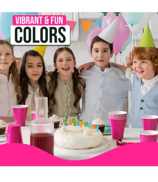 CROWN DISPLAY 18 oz. Cerise Plastic Cups - 50 Ct.