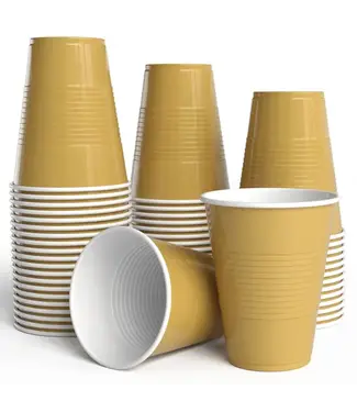 CROWN DISPLAY 18 oz. Gold Plastic Cups - 50 Ct.