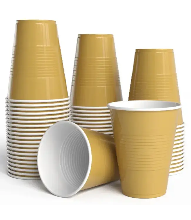CROWN DISPLAY 18 oz. Gold Plastic Cups - 50 Ct.
