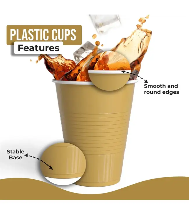 CROWN DISPLAY 18 oz. Gold Plastic Cups - 50 Ct.
