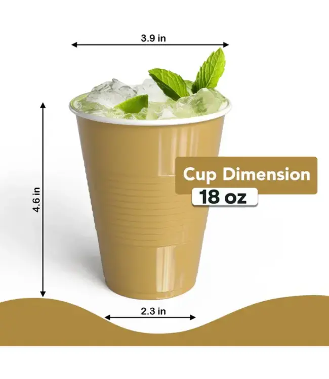 CROWN DISPLAY 18 oz. Gold Plastic Cups - 50 Ct.
