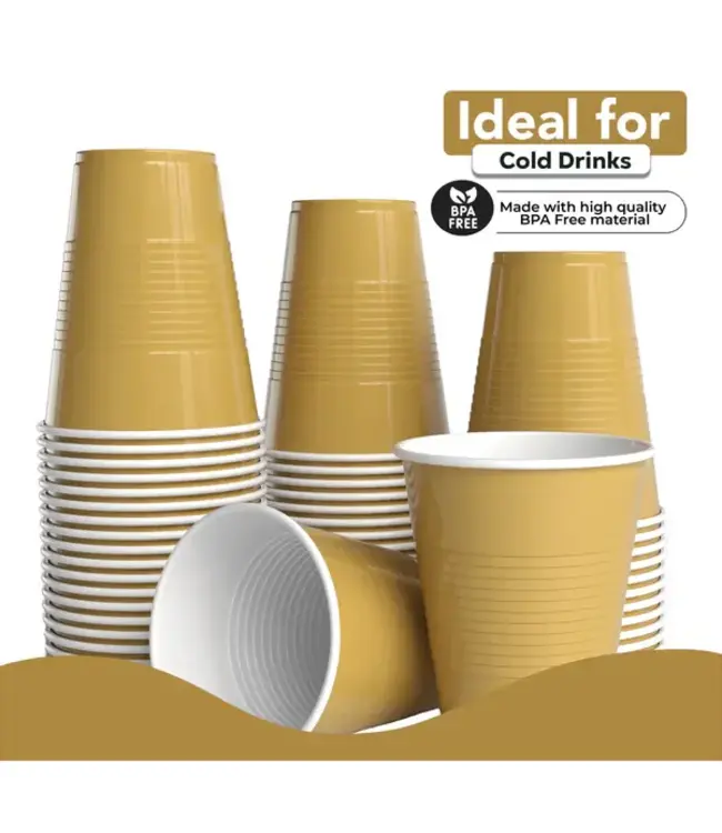 CROWN DISPLAY 18 oz. Gold Plastic Cups - 50 Ct.