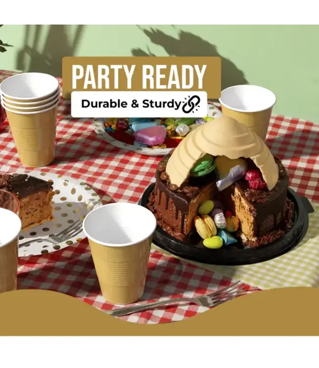 CROWN DISPLAY 18 oz. Gold Plastic Cups - 50 Ct.