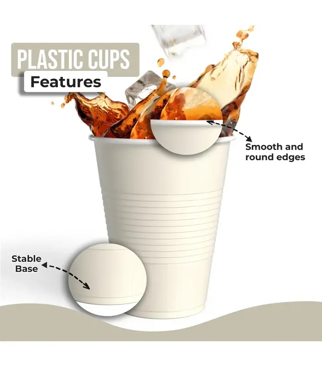 CROWN DISPLAY 18 oz. Ivory Plastic Cups - 50 Ct.