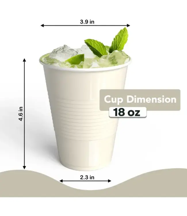 CROWN DISPLAY 18 oz. Ivory Plastic Cups - 50 Ct.