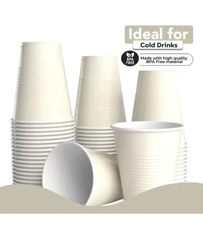 CROWN DISPLAY 18 oz. Ivory Plastic Cups - 50 Ct.