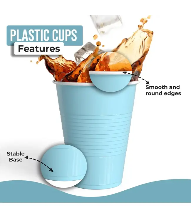 CROWN DISPLAY 18 oz. Light Blue Plastic Cups - 50 Ct.