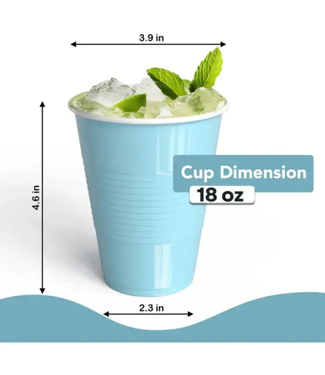 CROWN DISPLAY 18 oz. Light Blue Plastic Cups - 50 Ct.