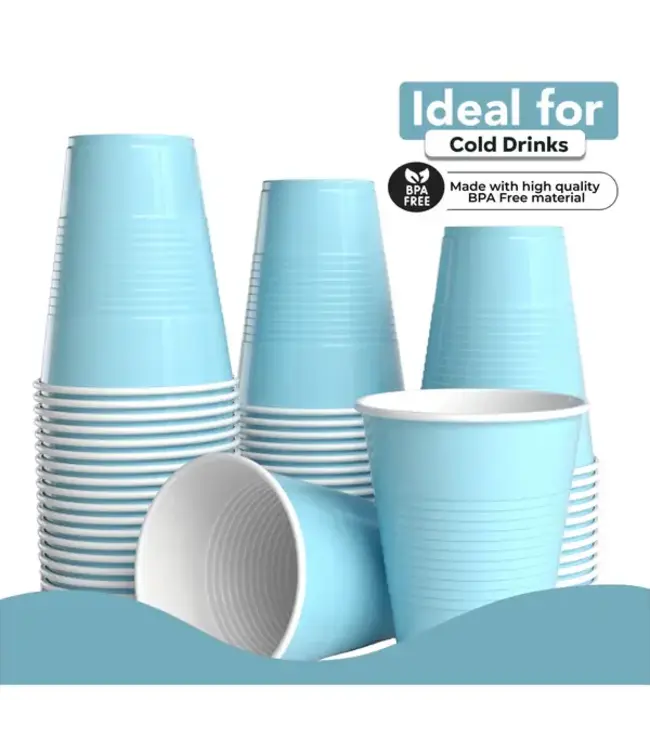 CROWN DISPLAY 18 oz. Light Blue Plastic Cups - 50 Ct.