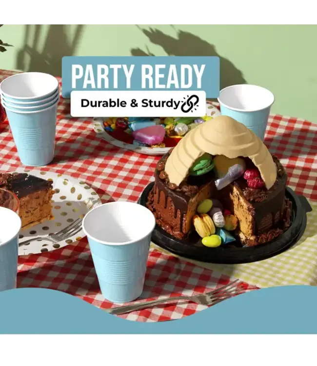 CROWN DISPLAY 18 oz. Light Blue Plastic Cups - 50 Ct.