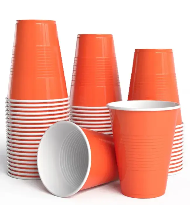 CROWN DISPLAY 18 oz. Orange Plastic Cups - 50 Ct.