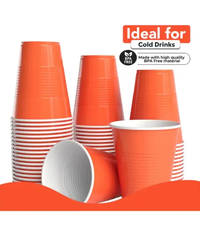 CROWN DISPLAY 18 oz. Orange Plastic Cups - 50 Ct.