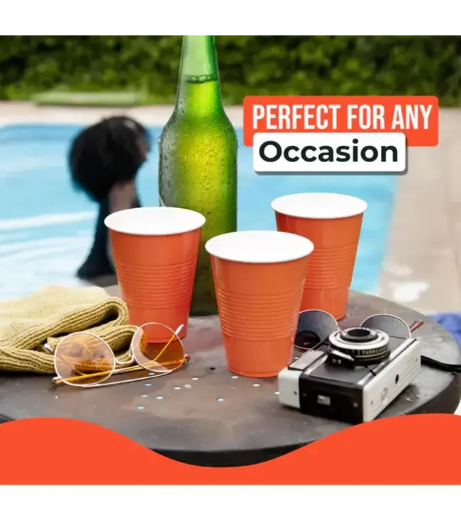 CROWN DISPLAY 18 oz. Orange Plastic Cups - 50 Ct.