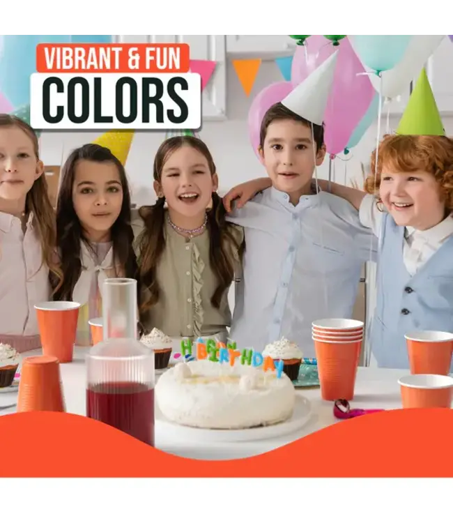 CROWN DISPLAY 18 oz. Orange Plastic Cups - 50 Ct.