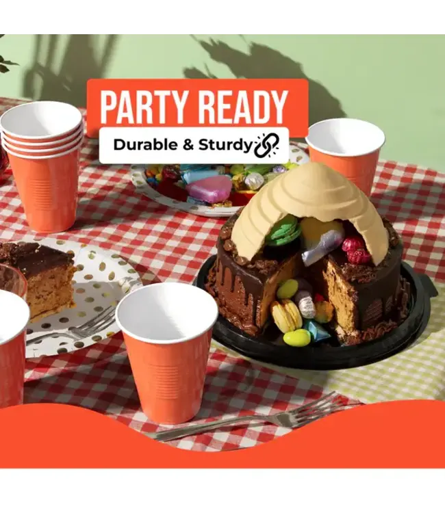 CROWN DISPLAY 18 oz. Orange Plastic Cups - 50 Ct.