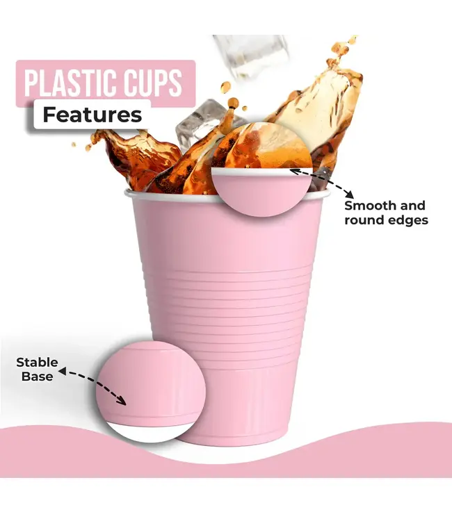CROWN DISPLAY 18 oz. Pink Plastic Cups - 50 Ct.