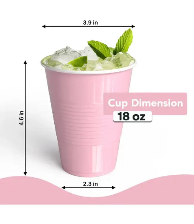 CROWN DISPLAY 18 oz. Pink Plastic Cups - 50 Ct.