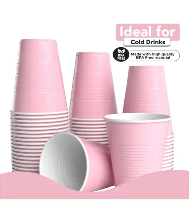 CROWN DISPLAY 18 oz. Pink Plastic Cups - 50 Ct.