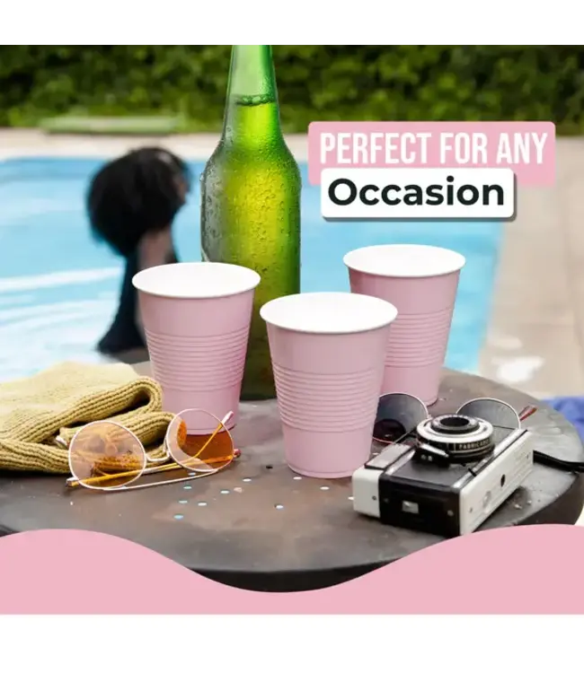 CROWN DISPLAY 18 oz. Pink Plastic Cups - 50 Ct.