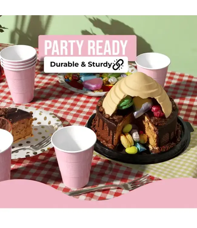 CROWN DISPLAY 18 oz. Pink Plastic Cups - 50 Ct.