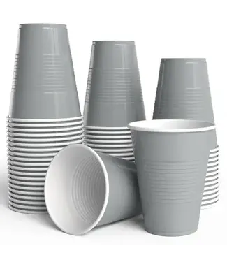 CROWN DISPLAY 18 oz. Silver Plastic Cups - 50 Ct.