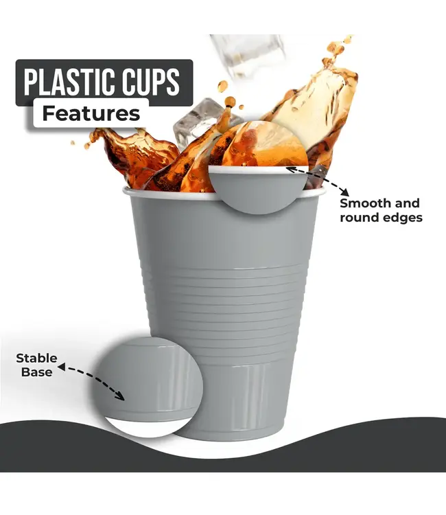 CROWN DISPLAY 18 oz. Silver Plastic Cups - 50 Ct.