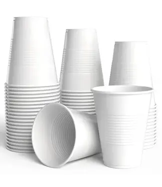 CROWN DISPLAY 18 oz. White Plastic Cups - 50 Ct.